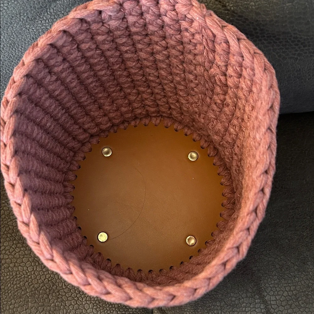 NWT Two Handmade Crocheted Baskets - Rose Color